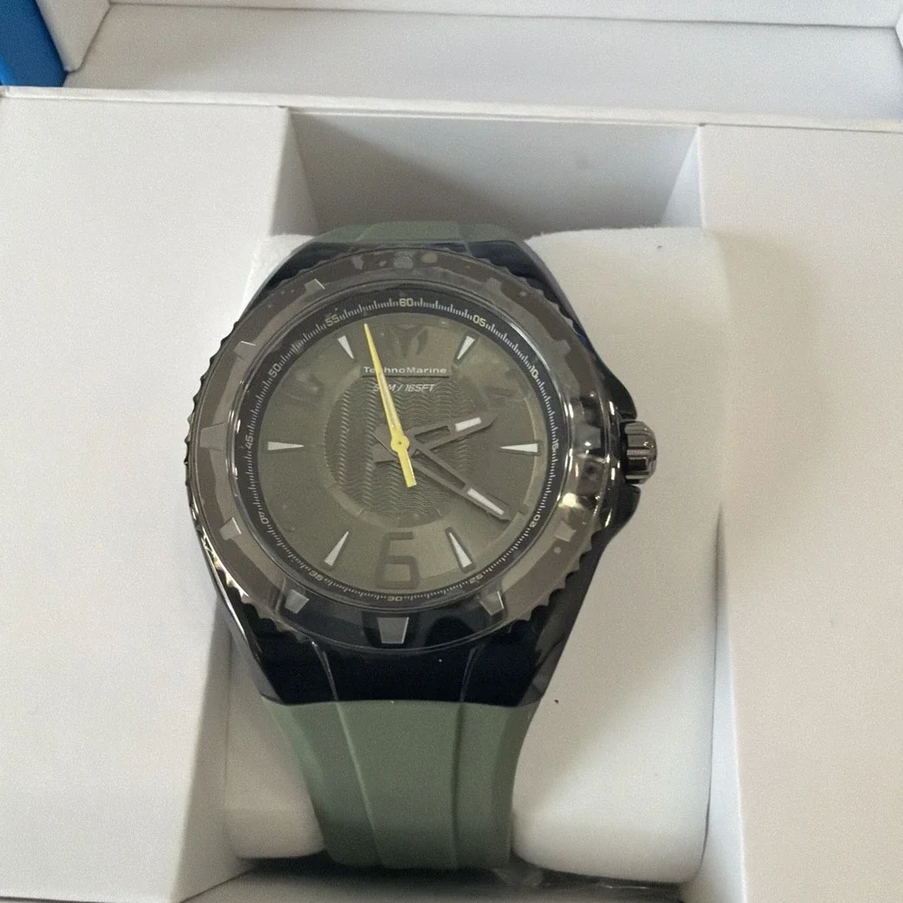 Brand New TechnoMarine Lusso Mare Men's Watch 44mm Olive Green Black TM-225025